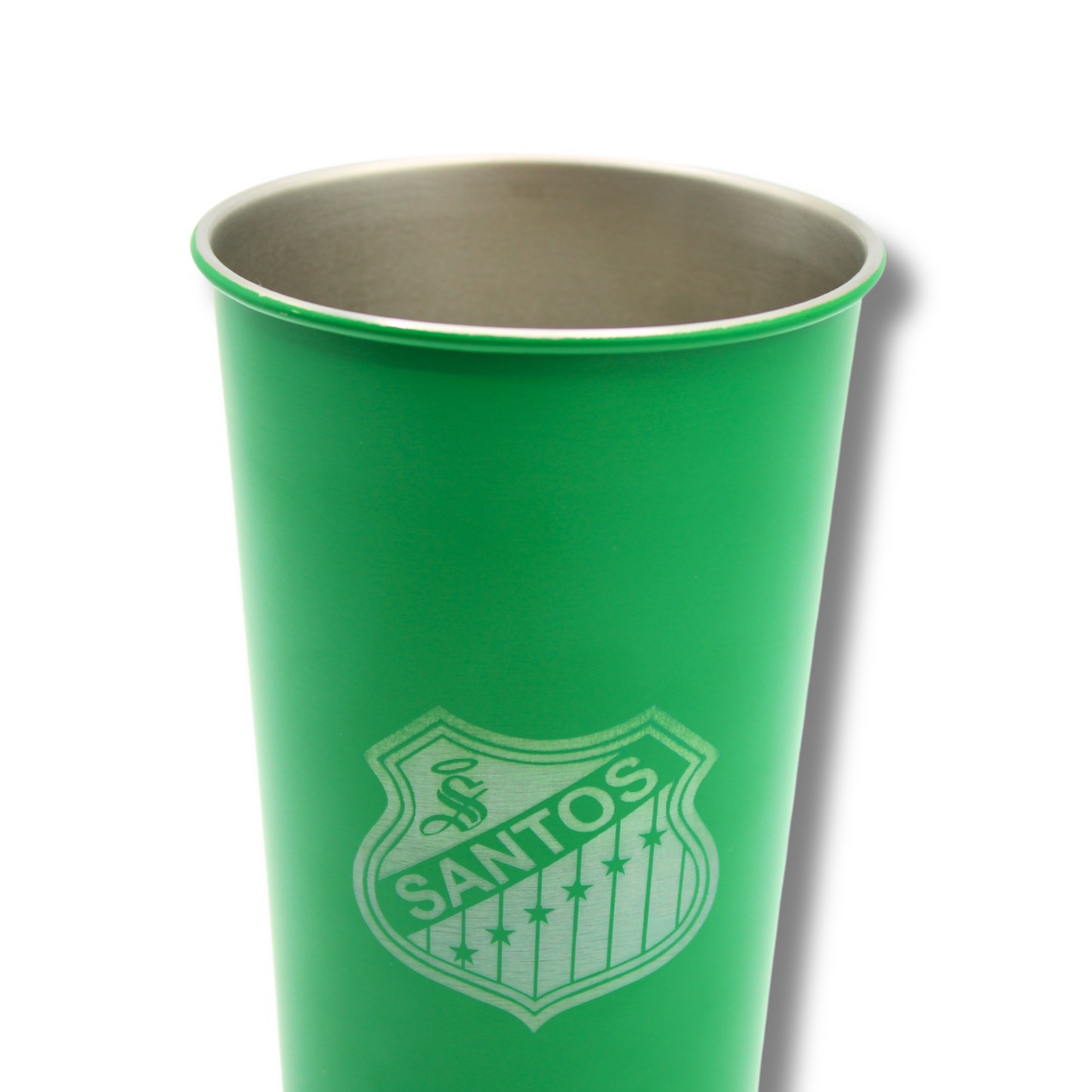 VASO VERDE CON DESTAPADOR ESCUDO RETRO CLUB SANTOS LAGUNA LASER