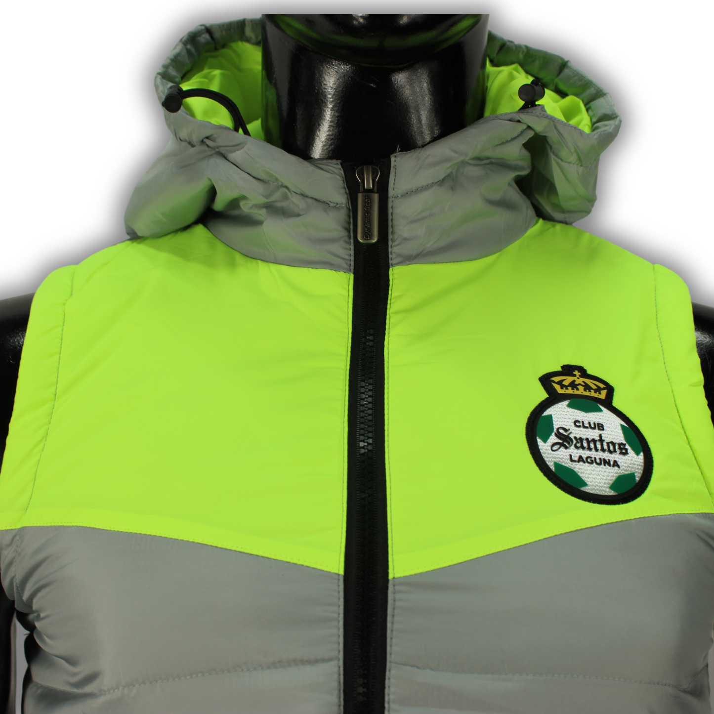 CHALECO PUFF GREEN NEON PARA DAMA CLUB SANTOS