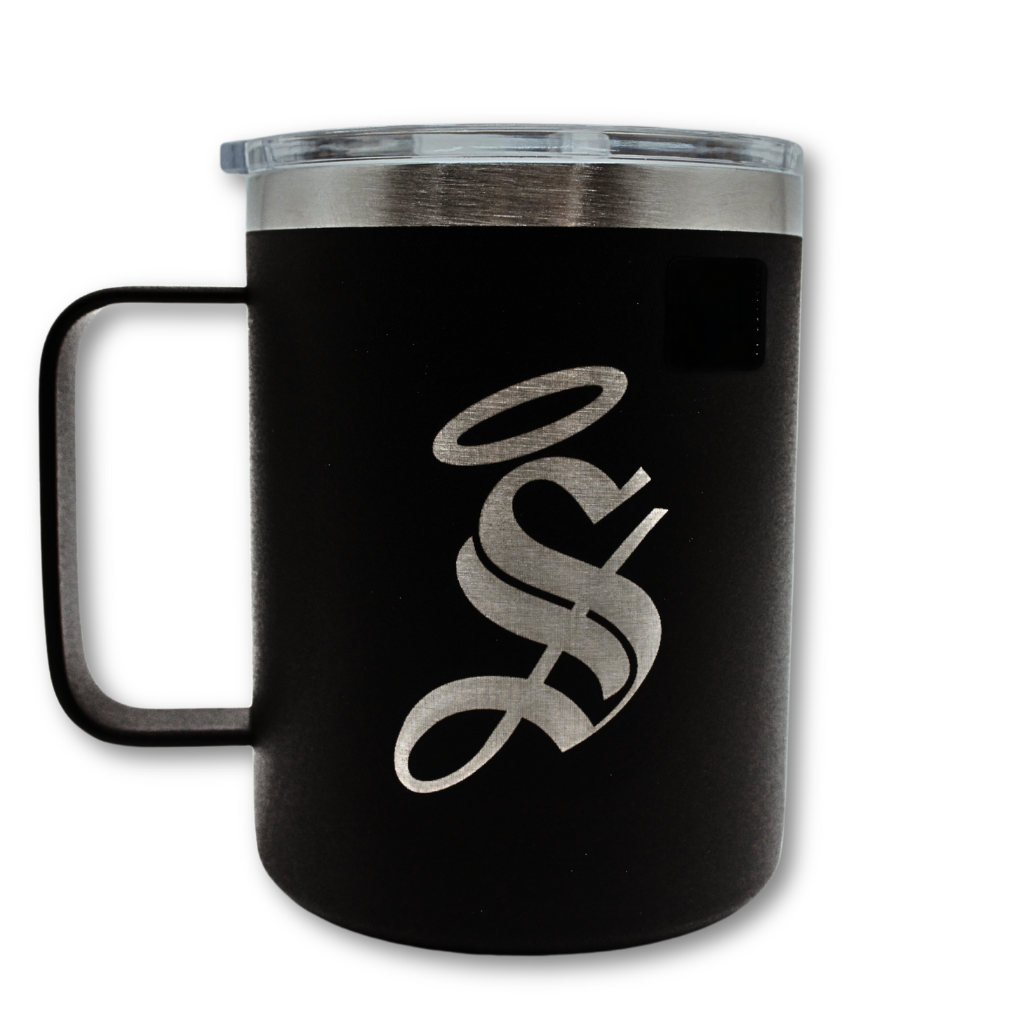 TAZA CON TAPA LOGO "S" GRABADO