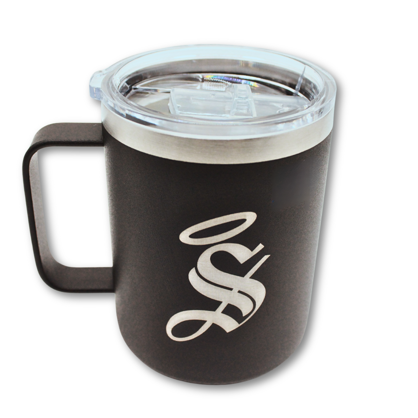 TAZA CON TAPA LOGO "S" GRABADO