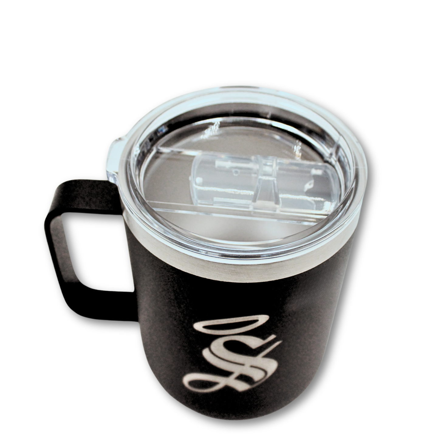 TAZA CON TAPA LOGO "S" GRABADO