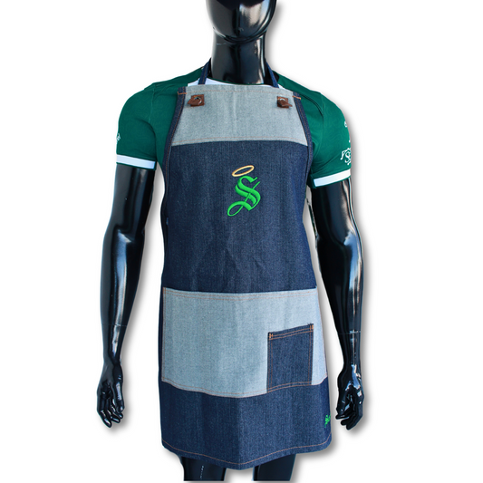 MANDIL GUERRERO ESCUDO "S" MEZCLILLA 2 TONOS