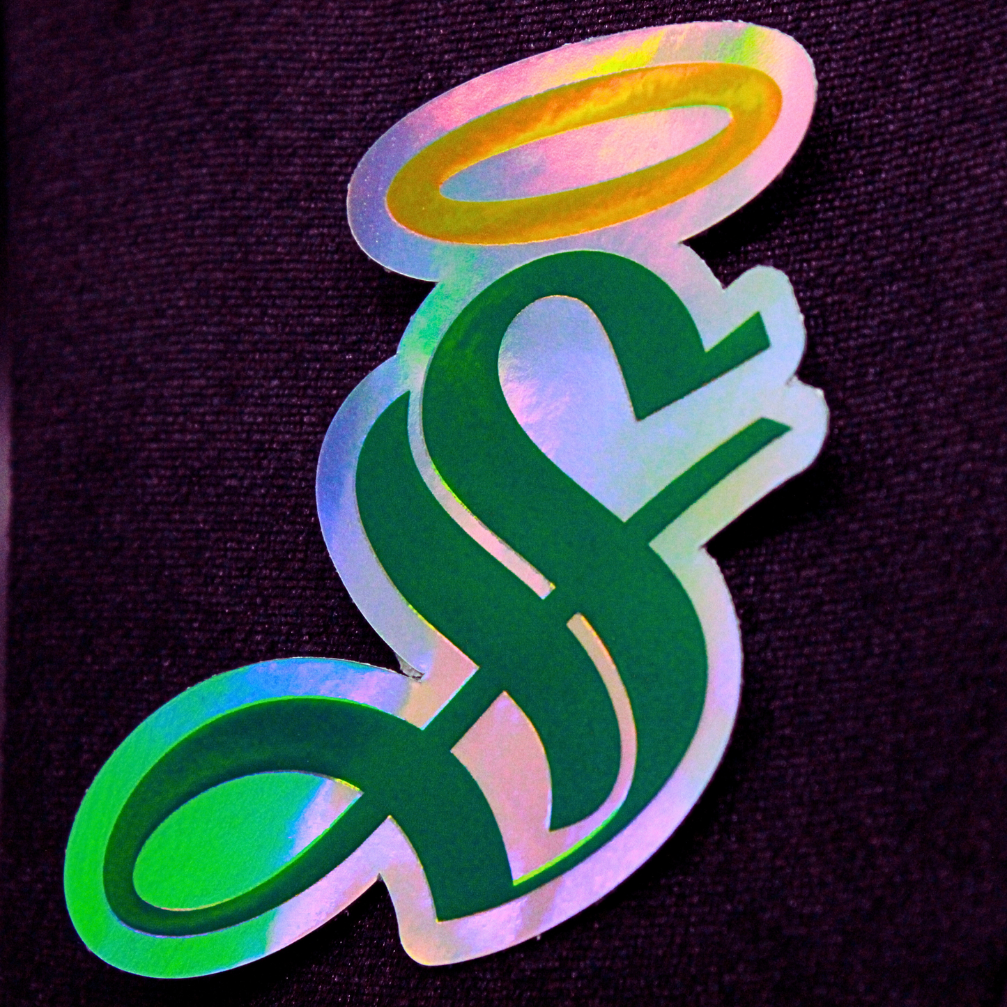 STICKER "S" EN VINIL HOLOGRÁFICO