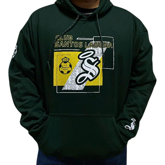 HOODIE CLUB SANTOS LAGUNA ESCUDO Y S GREEN