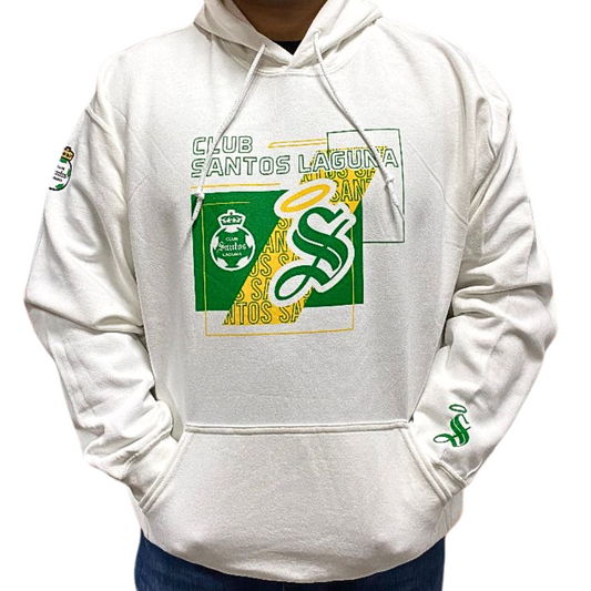 HOODIE CLUB SANTOS LAGUNA ESCUDO Y S WHITE