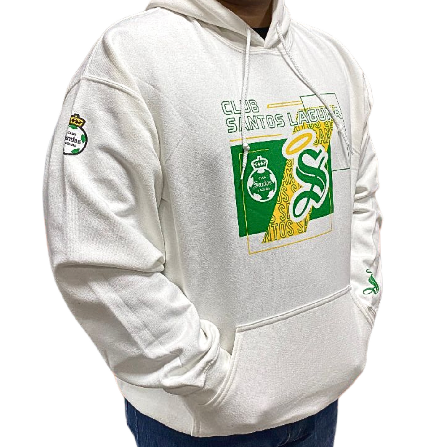 HOODIE CLUB SANTOS LAGUNA ESCUDO Y S WHITE