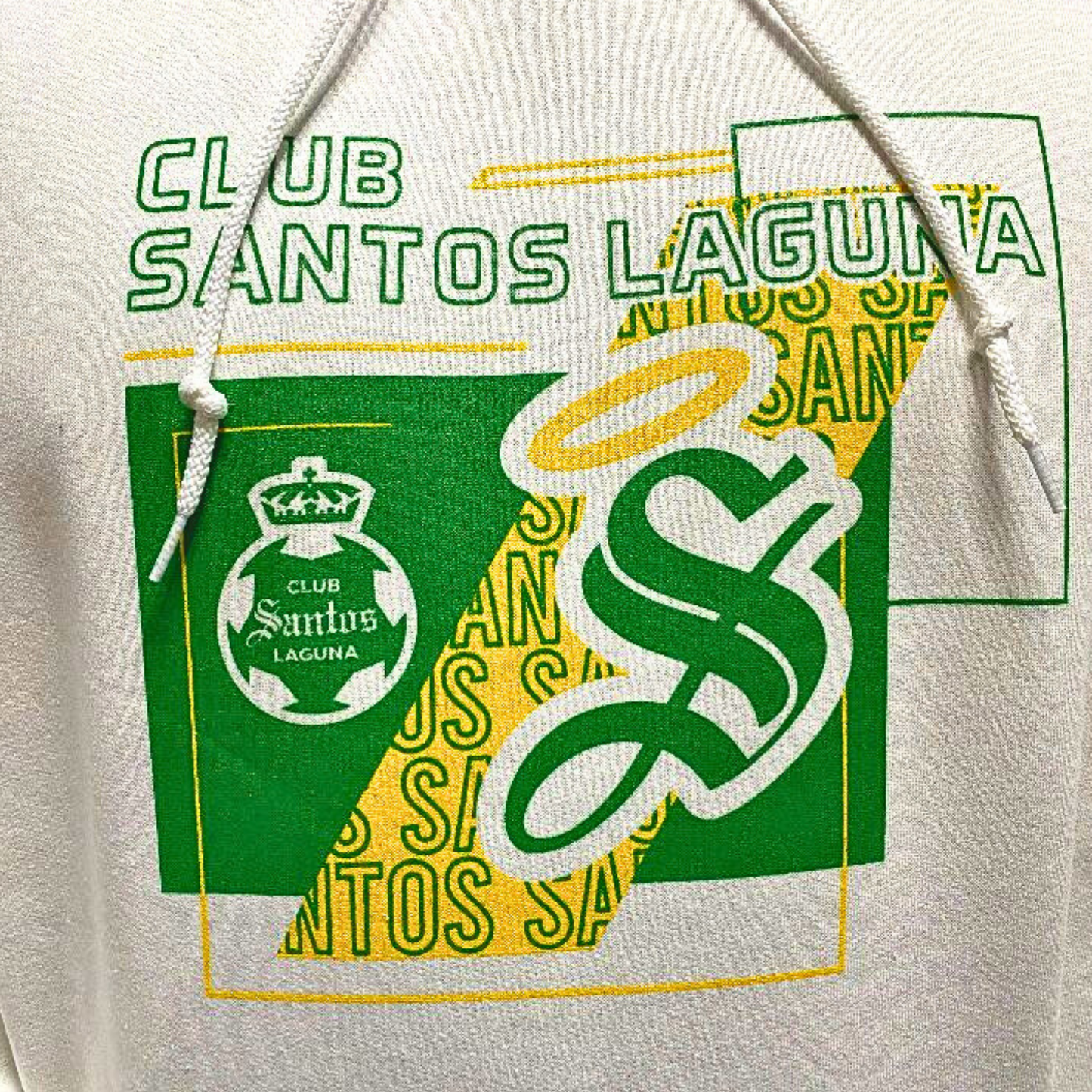 HOODIE CLUB SANTOS LAGUNA ESCUDO Y S WHITE