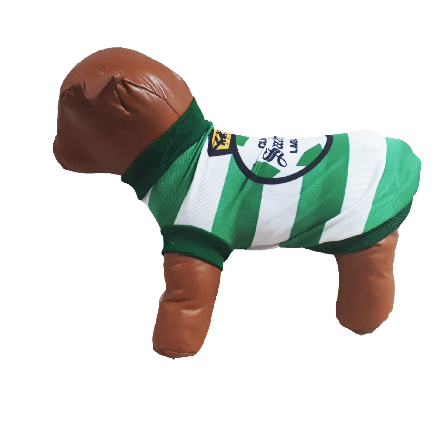 PLAYERA VERDIBLANCA ESCUDO CLUB SANTOS LAGUNA PARA MASCOTA