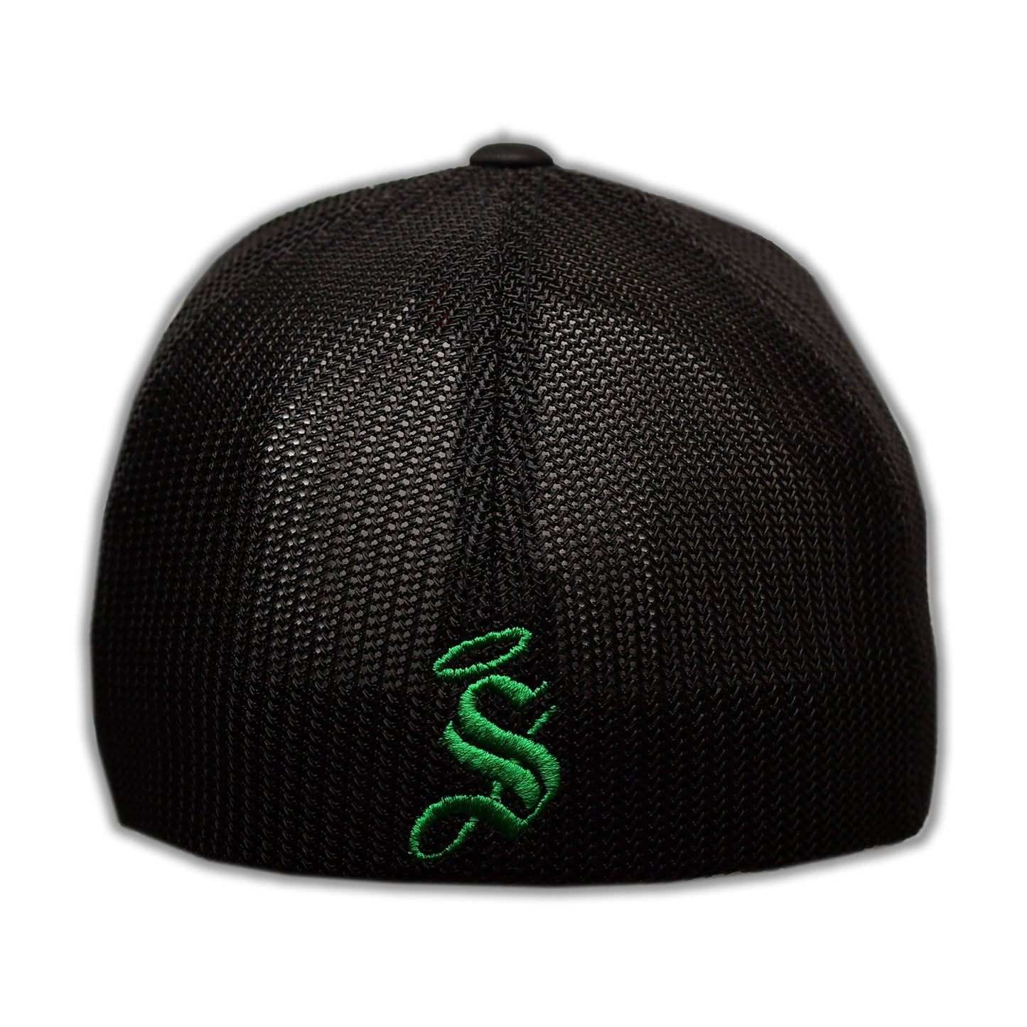 GORRA NEGRA FLEXFIT ESCUDO SANTOS Y S EN MALLA