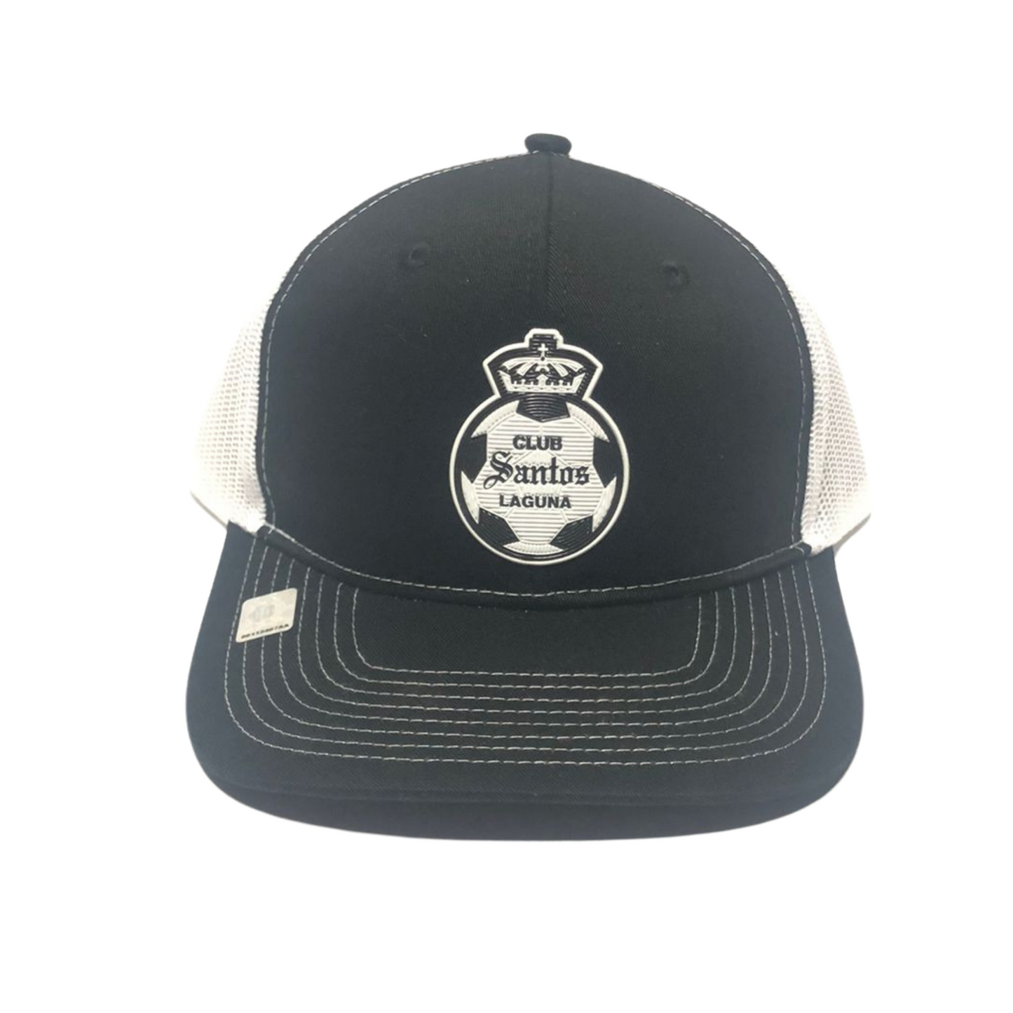 GORRA MALLA ESCUDO MONOCROMATICO EN COLOR NEGRO CON BLANCO