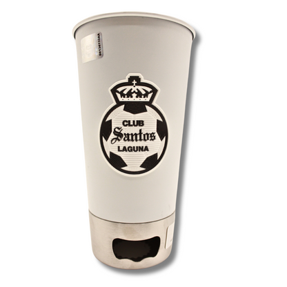 VASO BLANCO CON DESTAPADOR Y ESCUDO MONOCROMATICO