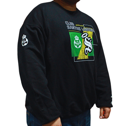 CREWNECK CLUB SANTOS LAGUNA ESCUDO Y S BLACK