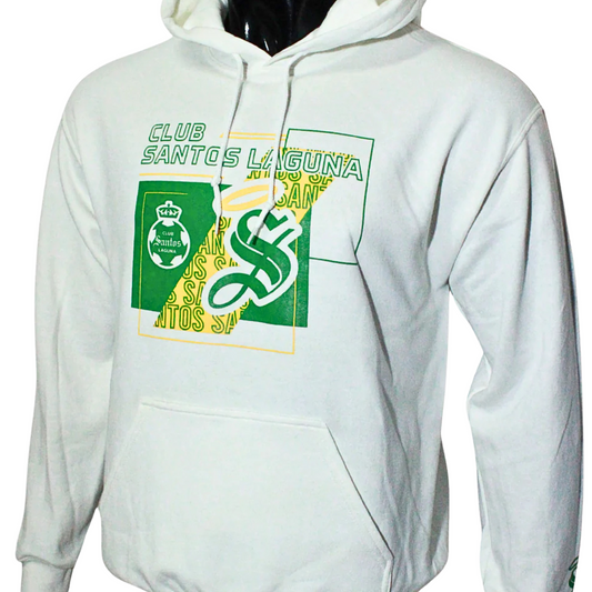 HOODIE CLUB SANTOS LAGUNA ESCUDO Y S WHITE