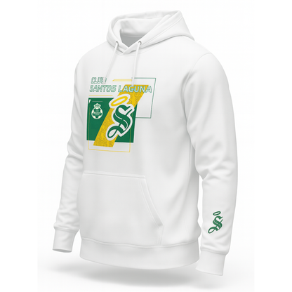 HOODIE CLUB SANTOS LAGUNA ESCUDO Y S WHITE
