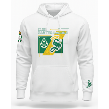 HOODIE CLUB SANTOS LAGUNA ESCUDO Y S WHITE