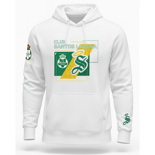 HOODIE CLUB SANTOS LAGUNA ESCUDO Y S WHITE