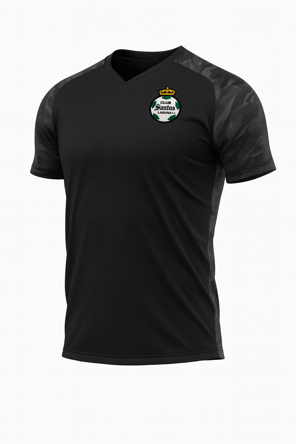 PLAYERA DEPORTIVA CAMUFLAJE CLUB SANTOS EN COLOR NEGRO
