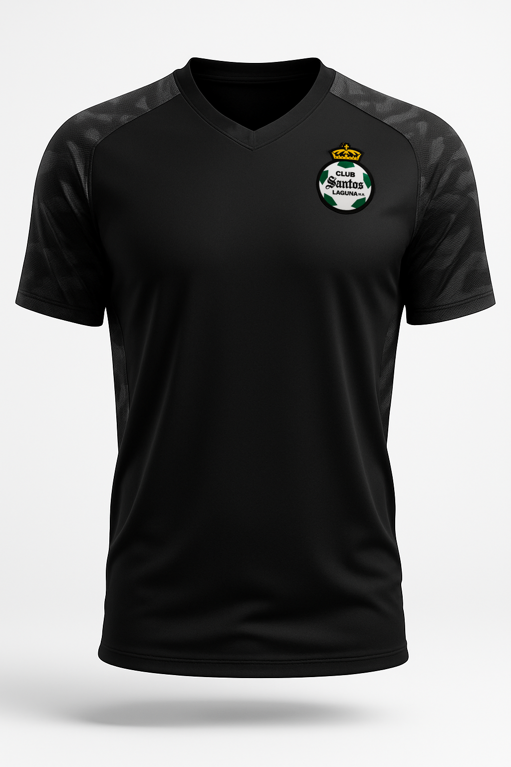 PLAYERA DEPORTIVA CAMUFLAJE CLUB SANTOS EN COLOR NEGRO