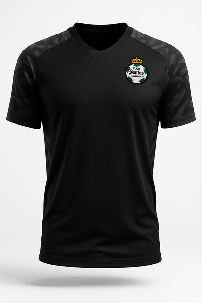 PLAYERA DEPORTIVA CAMUFLAJE CLUB SANTOS EN COLOR NEGRO