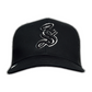 GORRA MALLA SANTOS "S" EN COLOR NEGRO CON BLANCO